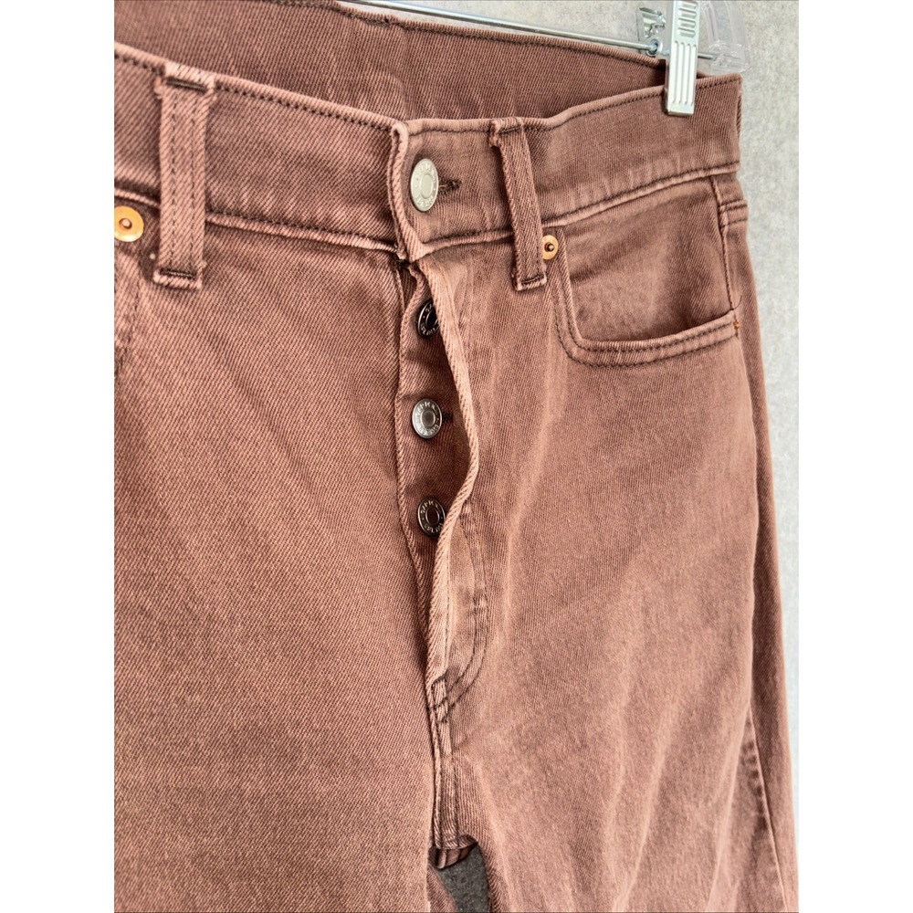 GAP Cheeky Straight Jeans Womens 28 Brown High Rise Raw Hem Button Fly Denim - Picture 15 of 16